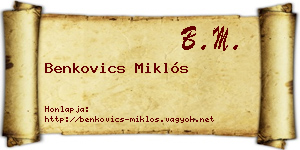 Benkovics Miklós névjegykártya