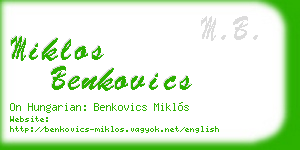 miklos benkovics business card